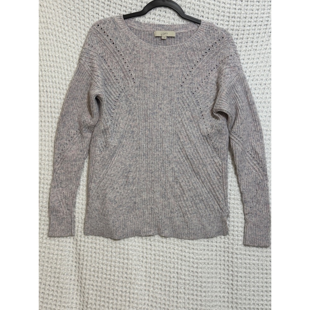 LOFT Pink Heathered Textured Knit Crew Neck Sweater‎ Women's Size Medium